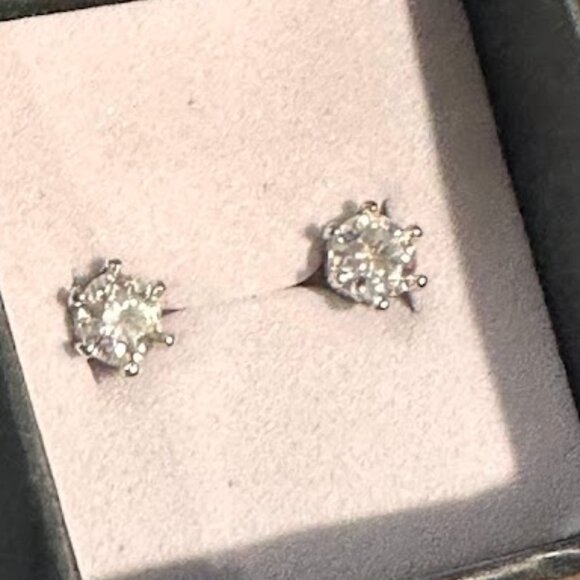 Moissanite 0.5 CT Round Stud Earrings 6 Prong Sterling Silver 925 Stamped NWT - Picture 6 of 14